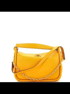 Mulberry Yellow Leather Shoulder Bag with Gold Chain